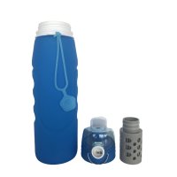 riva PURA Outdoor und Notfallversorgung | Faltbare Trinkwasserfilterflasche blau, 1 Liter