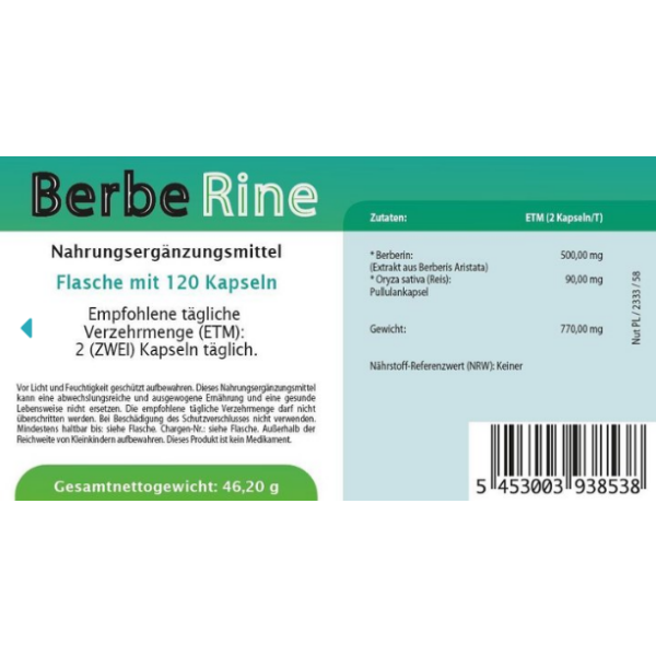 Berberine (120 Kapseln), 42,00